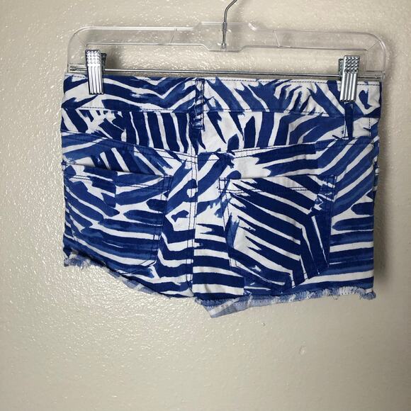 Express Blue & White Shorts Cut Off Summer Tropical Beach Vacation Size 00 - Picture 2 of 5